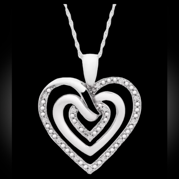 Diamond Multi-Heart 18" Pendant Necklace (1/10 ct. t.w.) in Sterling Silver - Picture 1 of 6